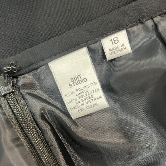 Suit Studio Skirt Plus sz 18 Classic Black Straight Knee Career Business Church - Picture 7 of 7